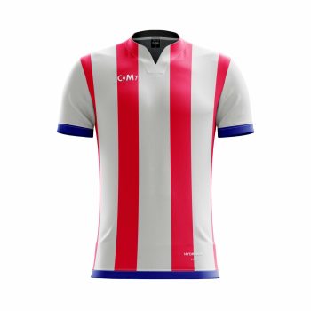 Red and white striped custom football shirt