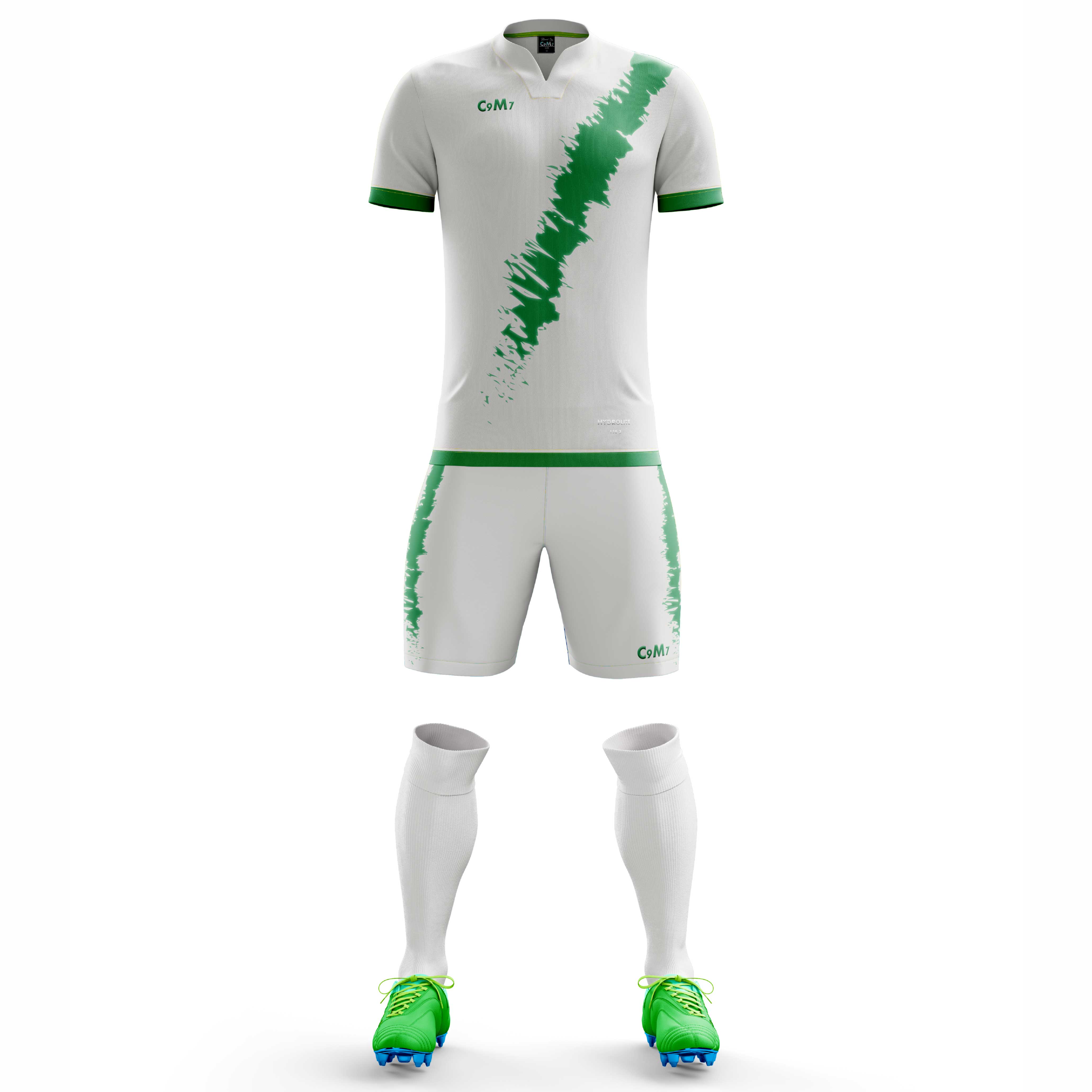 white and green soccer jersey