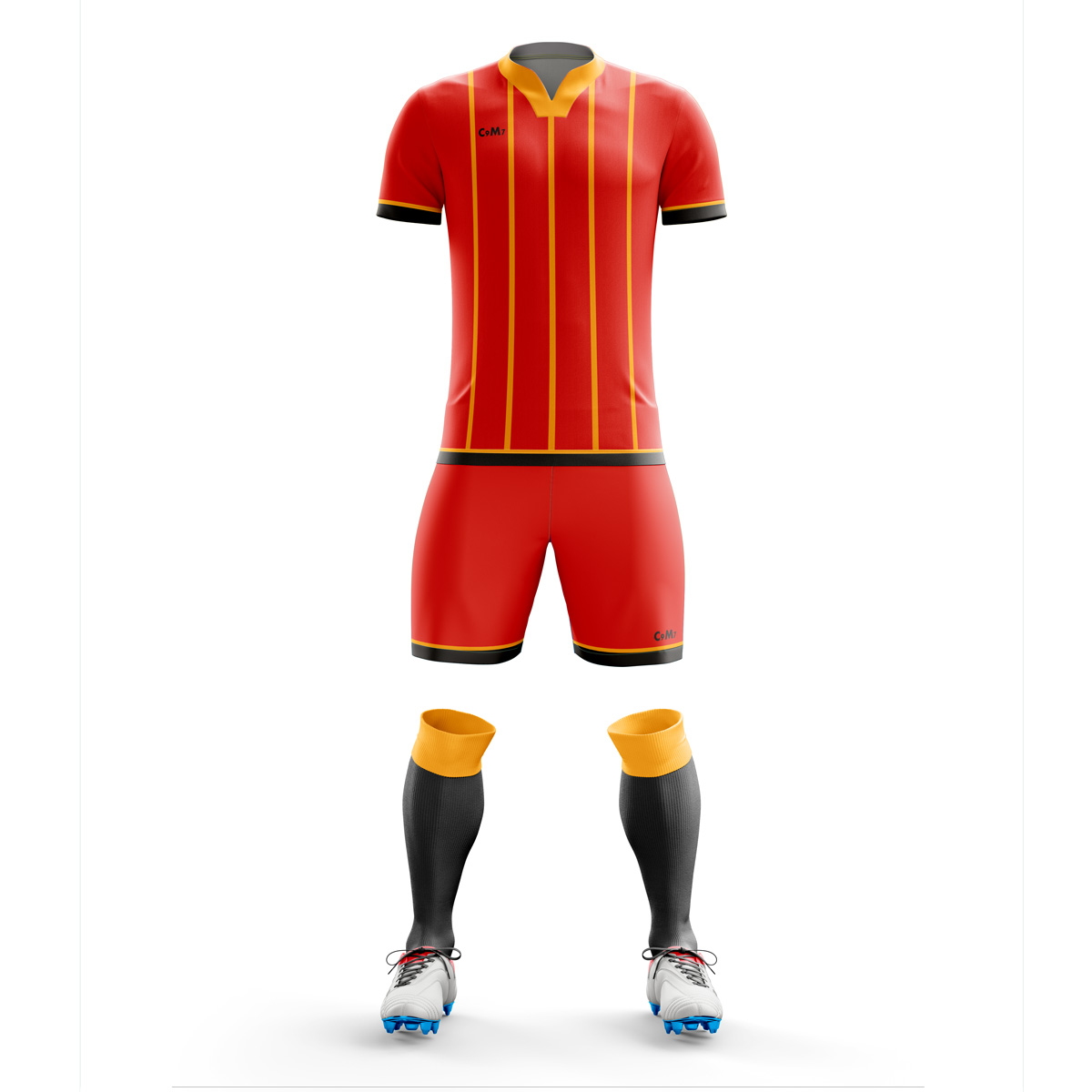 yellow and red soccer jersey