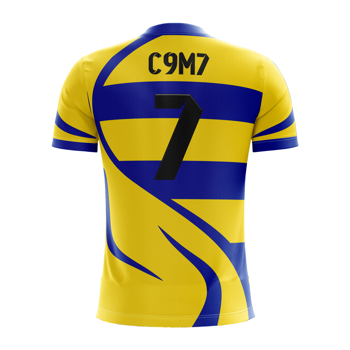 blue and yellow soccer jersey